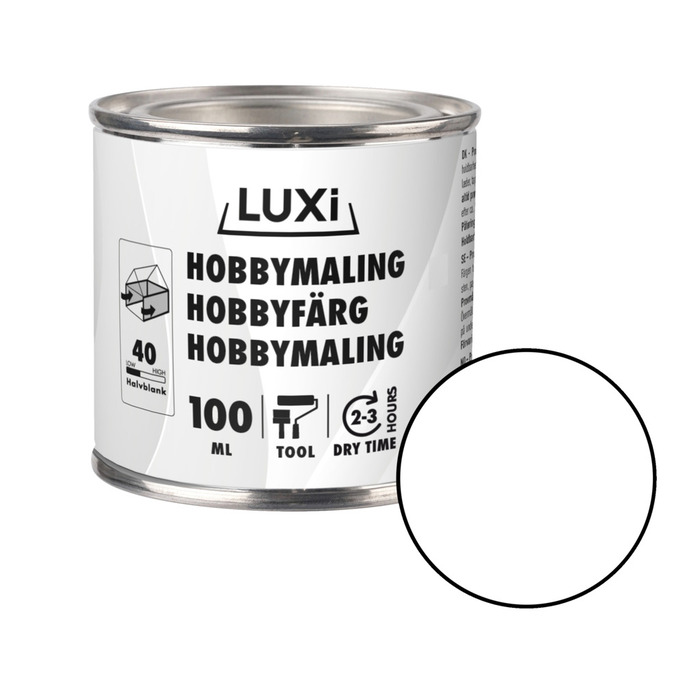 Hobbymaling hvit 100 ml - Luxi